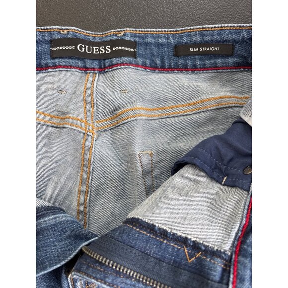 Guess Men's Blue Denim Slim Straight Jeans 36x30 - Picture 6 of 10